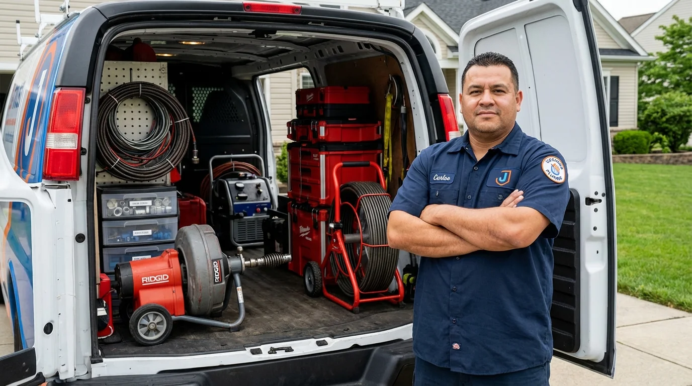 Professional drain cleaning equipment and Johns Plumbing LLC plumber in Upton