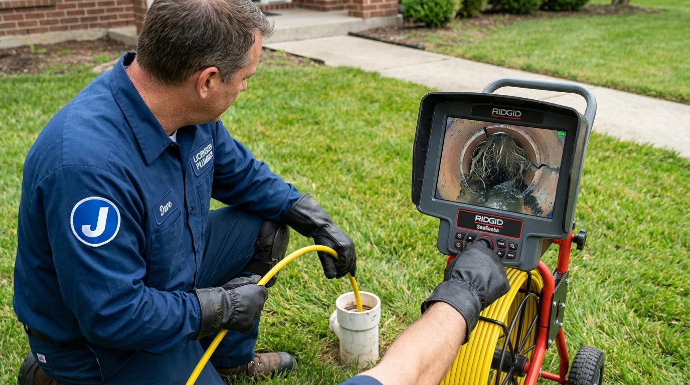 Sewer camera inspection being performed by Johns Plumbing LLC in Upton